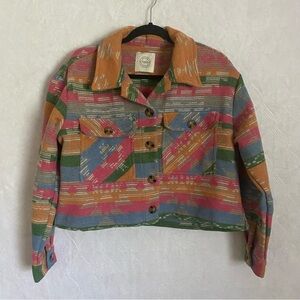 Stoosh NWT Aztec Print Cropped Wool‎ Blend Jacket Button Down Women’s Small